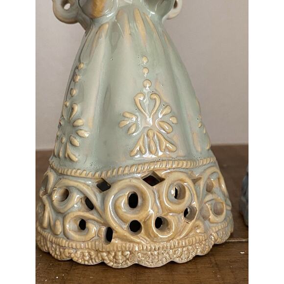 VINTAGE  1950's CERAMIC HEAVENLY ANGEL BELLS - Set of 2 - 5 1/2" Tall - Picture 5 of 13